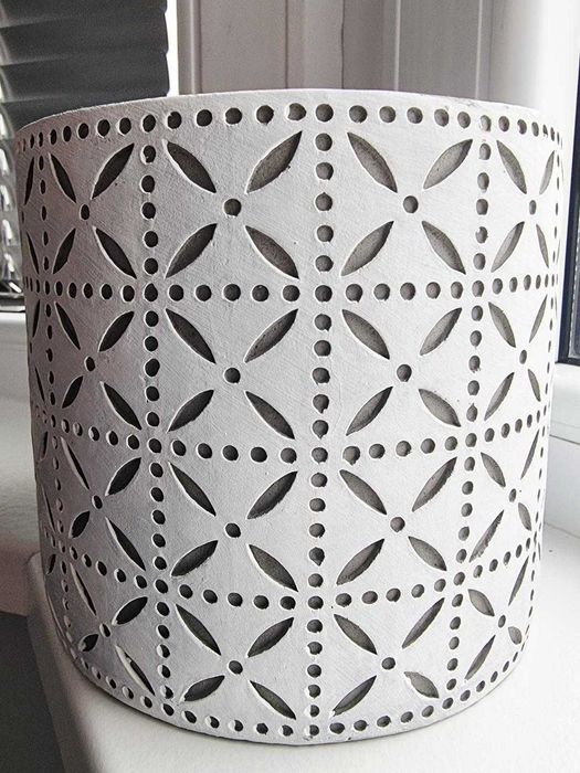 1 ghiveci din ciment-beton ALB cu gri dimensiuni 13cm x 14cm POLNIX