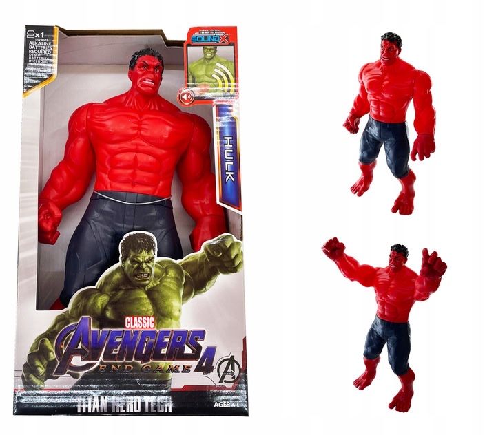 Голяма фигурка червен Хълк 30см със звук и светлина Avengers отмъстителите фигура Red Hulk