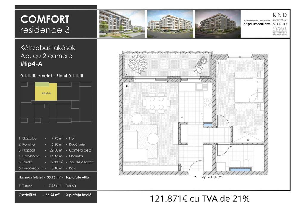 Apartament nou cu 2 camere in COMFORT RESIDENCE 3
