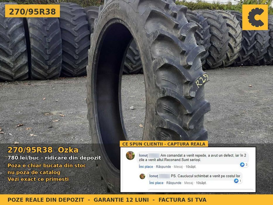 Cauciucuri Anvelope 270/95R38 270 95 R38 2709538 270 95R38 11.2R38 Ozka Tractor Utilaje Agricole Diagonal SH Second Hand IEFTIN Garantie 1 An Factura