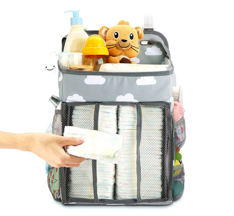 Organizator pentru patut, Tecos®, scutece, 43x28x20cm, gri