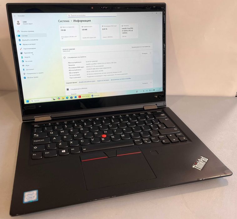 Лаптоп: Lenovo ThinkPad X390 Yoga (i5, 8GB DDR4, 128GB SSD, 4G SIM)