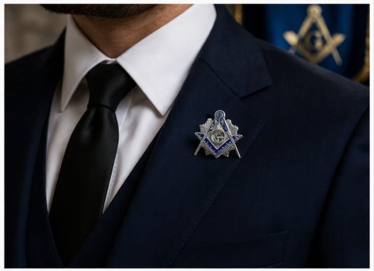 Pin Masonic Elegant – Compas si Echer, Insigna Sacou Premium