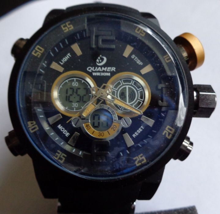 Мъжки часовник QUAMER жълт,бял ново