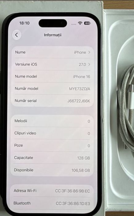 Iphone 16 128 gb in conditie perfecta