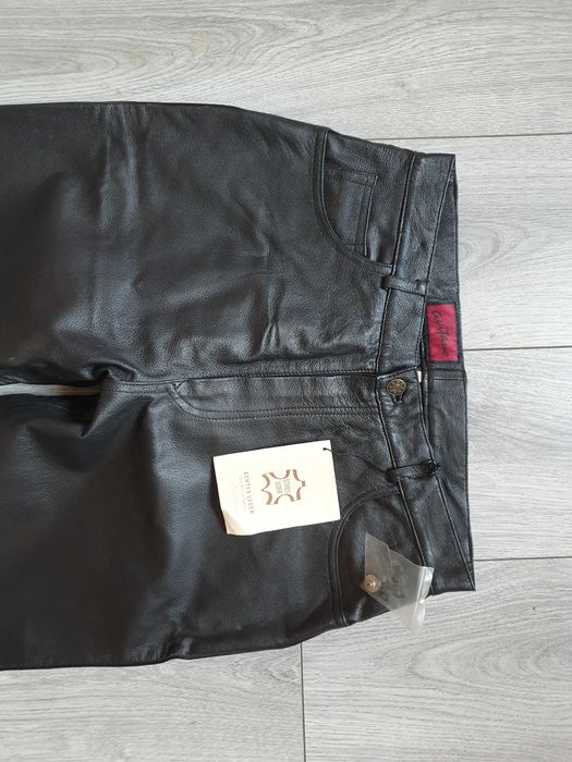 Pantaloni de piele AVITAMO (rock, motor) - Marimea 42 (Talie 80 cm)