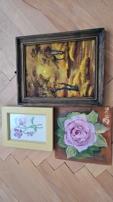 Kалъфки - 4 бр, декоративна възгланичка и малки картини в рамка