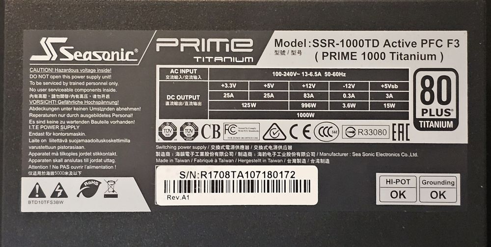 Sursa Seasonic Prime Titanium 1000W