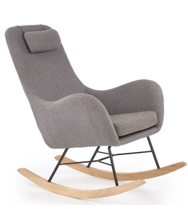 Scaun balansoar tapițat cu tetiera Cenușiu LAURIL