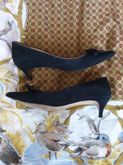 Pantofi dama piele naturala intoarsa suede kitten heels