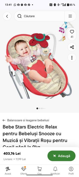 Balansoar Relax pentru Bebeluși cu Muzică 3in1