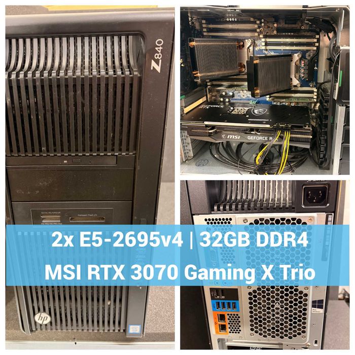 HP Z840 Workstation – 2x Intel Xeon E5-2695 v4, 32GB DDR4, MSI RTX 3070 Gaming X Trio 8GB, LSI SAS Controller