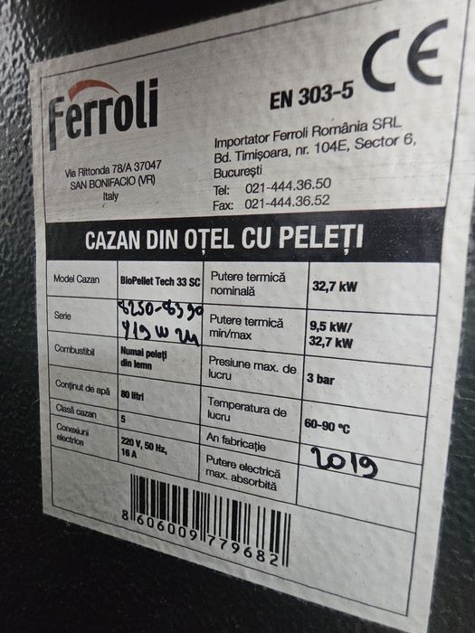 Centrala pe peleti Ferroli BioPellet Tech SC 33ch