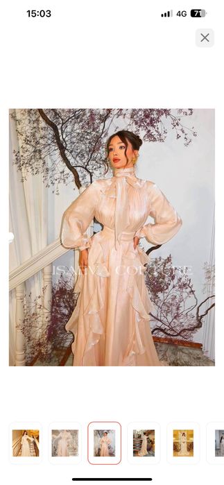 красивый вечерный платье беж цветте