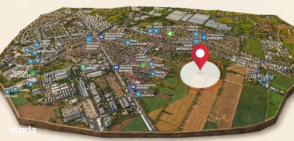 Teren 2060mp, Proiect autorizat P+3, 35 apartamente, Popesti-Leordeni
