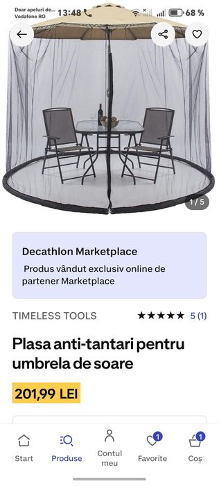 Vand plasa antitantari pentru umbrela de soaree