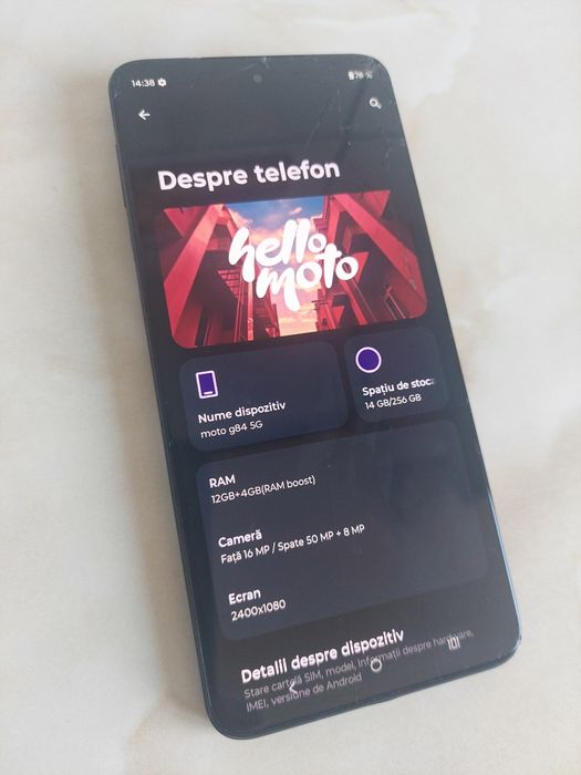 Vând Motorola Moto G84 5G fisurat dar perfect funcțional //poze reale