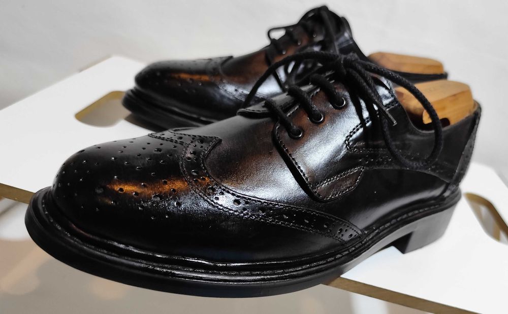 Pantofi derby 40.5 41 brogue Lavoratione Artigianale Ligie piele nat