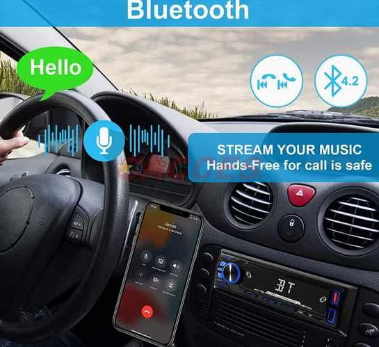 Автомобилна стерео система Bluetooth, едно-DIN LCD аудио радио с регулиране на яркостта