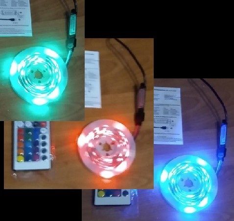 Kit Banda RGB/Led-uri SMD3535 la 5V/5M, controler+telecomanda -din UK