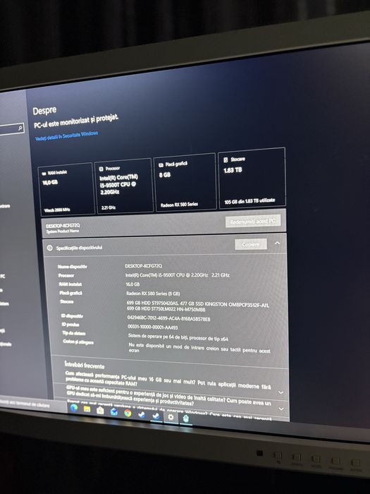 Pc Gaming Setup Complet 2000 GB i5 doua monitoare 16 gb ram rx580 OC
