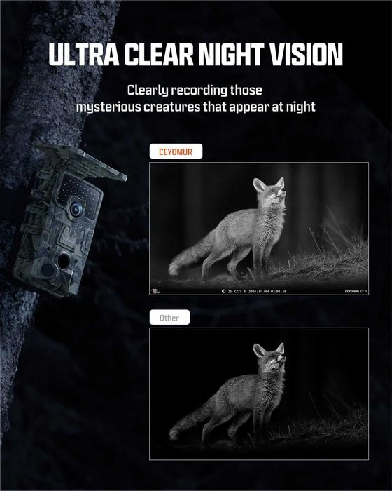 Cameră solară vanatoare CEYOMUR CY 75 4K UHD  WiFi 6 baterie 5200mAh