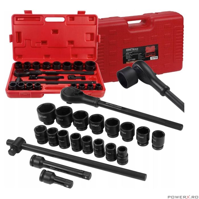 Trusa chei tubulare de impact 3/4", 19 - 50mm, 21 bucati, Kraft