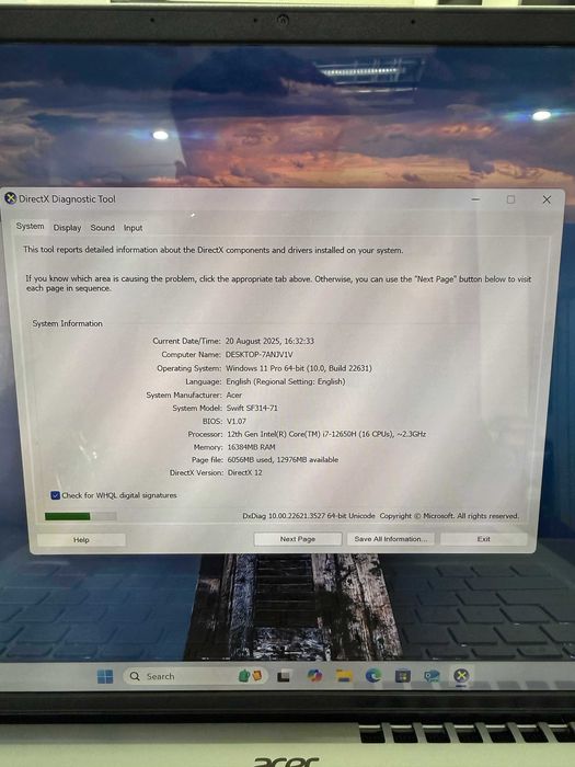 Laptop Acer Swift 3 SF314-71​ i7-12650H 16GB 1TB SSD OLED impecabil