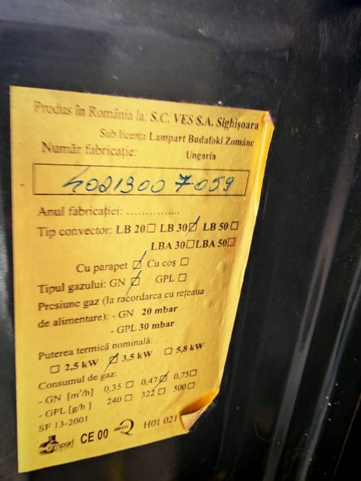 Convector pe gaz