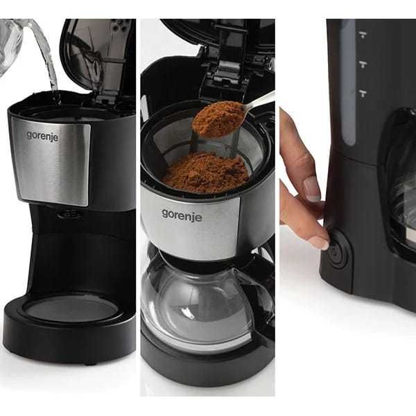 Cafetiera GORENJE CM06BK, 0.6l, 600W, 4 cesti, negru-argintiu