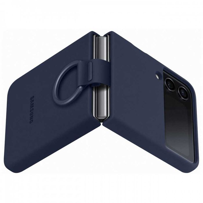 Samsung Galaxy Z Flip 4 Silicone Cover with Ring Navy, EF-PF721TNEGWW
