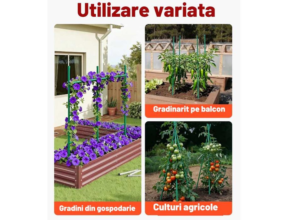 Set 20 de araci gradina pentru plante, metal cu PVC verde