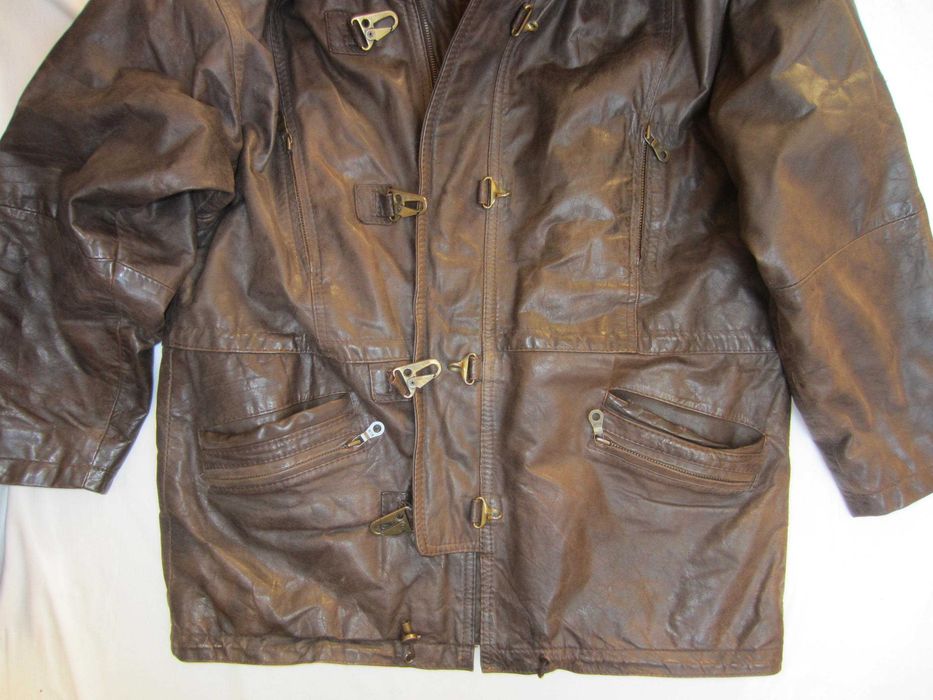 Geaca piele Paris Dakar,mas.54, produs artizanal, gluga, stare f.buna