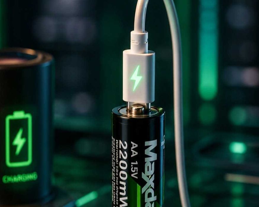 Set 4 baterii AA Li-ion 1.5V 440mAh reincarcabile USB-C 5V