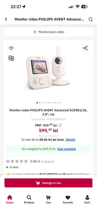 Monitor bebe video / Baby Monitor Philips Avent SCD882! SIGILAT, Oferta!