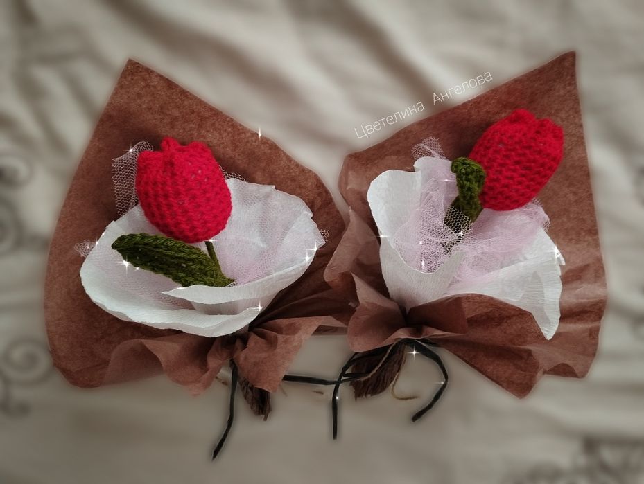 Плетени лалета в букет