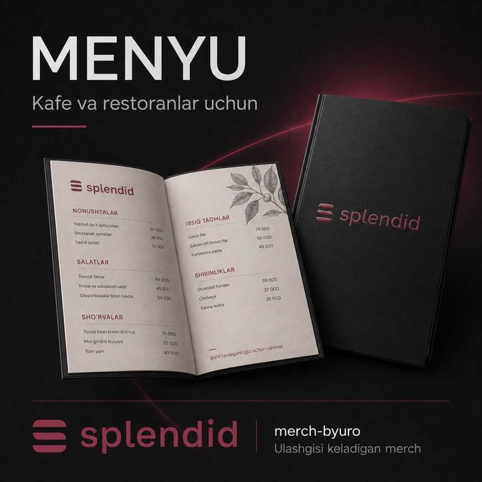 Toshkentda kafe va restoranlar uchun menyu chop etish |