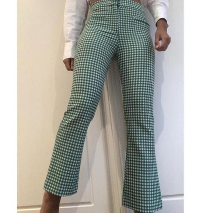 Pantaloni zara eleganți din tweed mini flare mărimea M