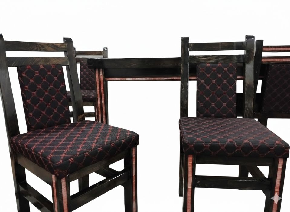 Обеденная группа из массива сосны (стол и 6 стульев). Ручная работ