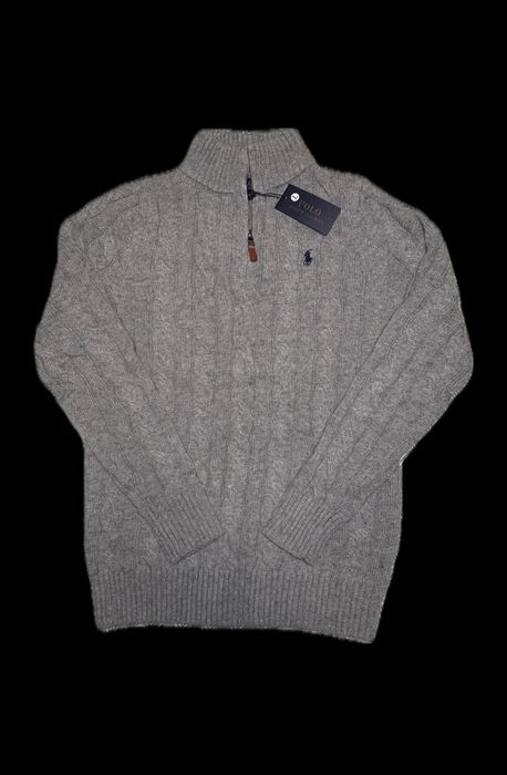 Pulover Polo Ralph Lauren gri, quarter-zip