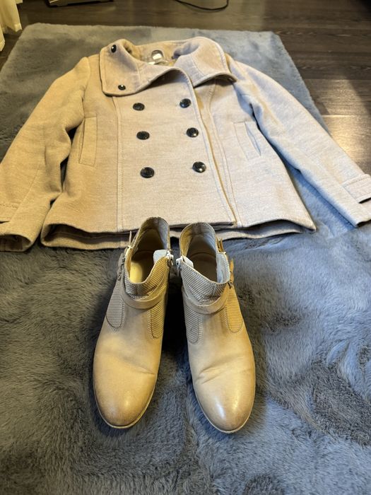 Set palton si ghete piele naturala