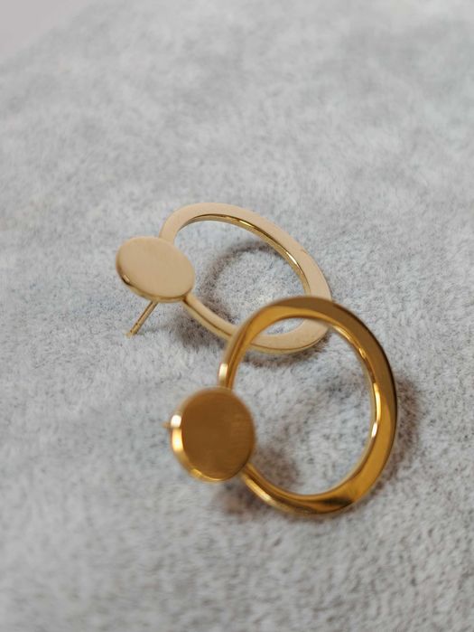 Cercei Eleganți din Aur 14K cu Design Modern – Model Două Cercuri