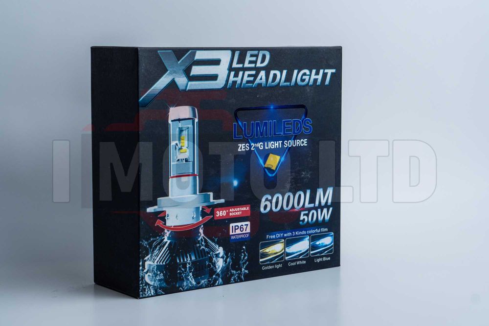 LED / ЛЕД Крушки X3 12000lm, H7, H4, H3, HB3, H1 с 12м. Гаранция!