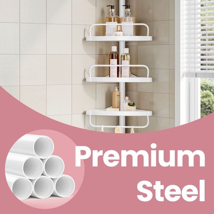 Ъглова етажерка за баня SONGMICS, органайзер за баня 85-305см