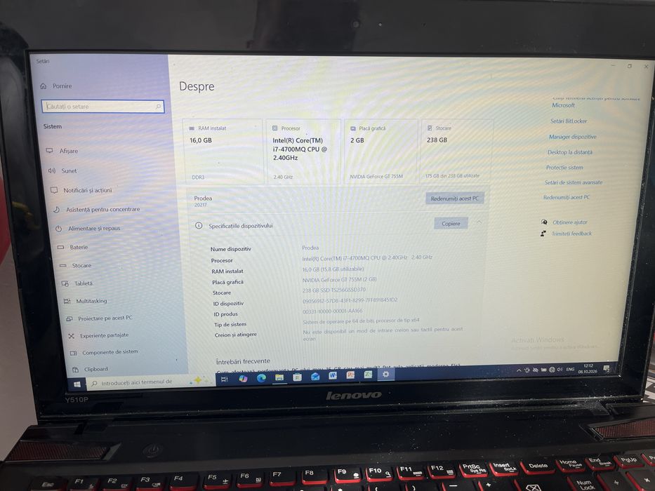 Laptop lenovo i7 16 gb ram