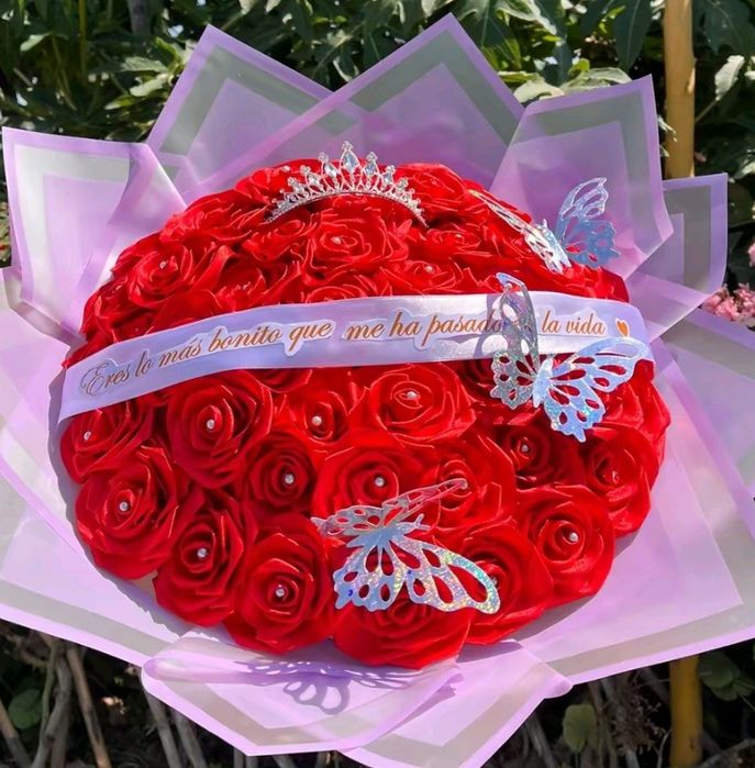 Атласные розы делаю на заказ вечные цветы 1 шт 12000