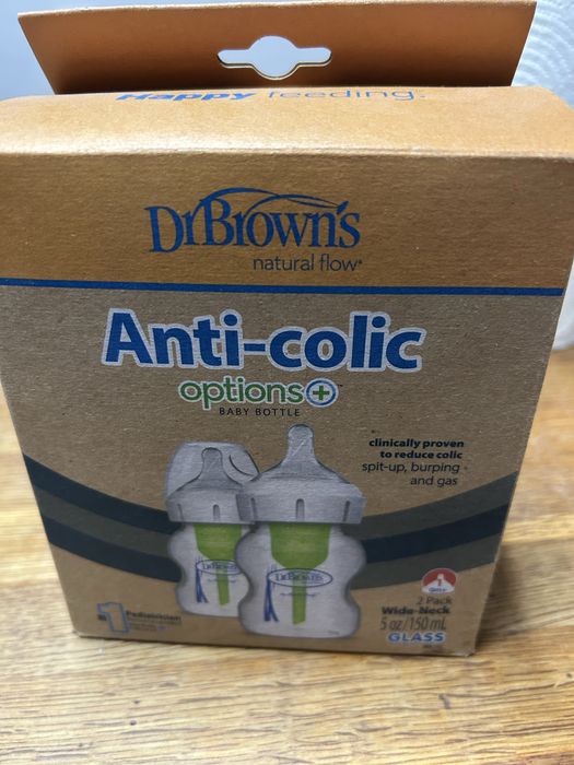 Set 2 biberoane Anti-Colici, din sticla, cu gat larg Dr. Brown,