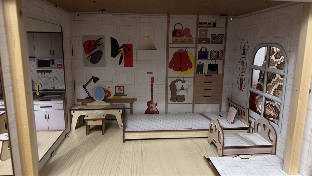 Детский деревянный домик для кукол