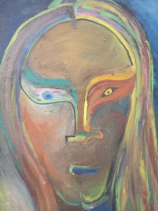 Tablou Vechi Pictat Lucrare Abstracta Pictata Pe Panza