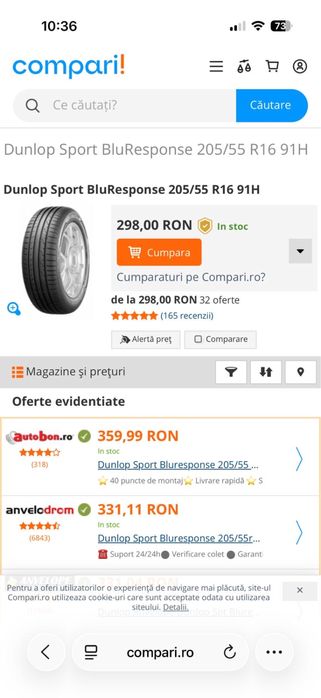 Vand anvelope Vara Dunlop + jante BMW